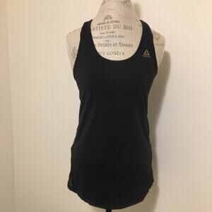Reebok Black & Gold Mesh Back Racerback Tank Top Women's Size Small